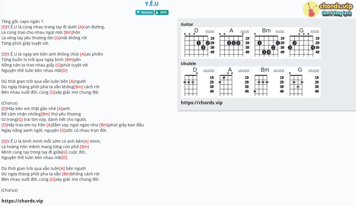 Chord Y E U Min Tab Song Lyric Sheet Guitar Ukulele Chords Vip