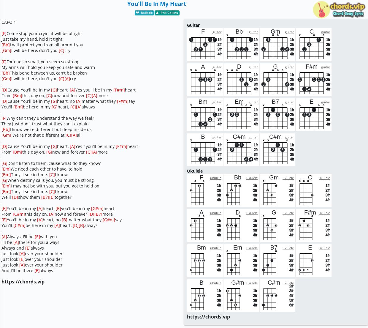 Chord You Ll Be In My Heart Phil Collins Tab Song Lyric Sheet Guitar Ukulele Chords Vip Chord You Ll Be In My Heart Phil Collins Tab Song Lyric Sheet Guitar Ukulele Chords Vip