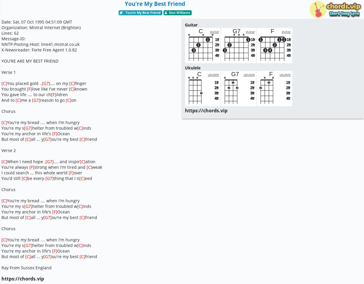 Chord You Re My Best Friend Don Williams Tab Song Lyric Sheet Guitar Ukulele Chords Vip