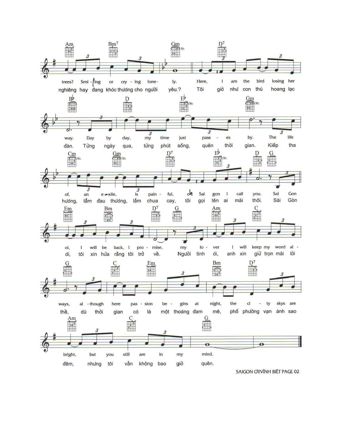 Sheet: Sài Gòn ơi vĩnh biệt - song lyric, sheet | chords.vip